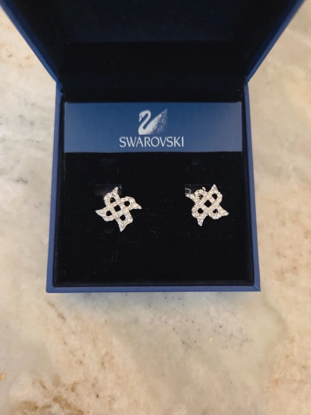 Swarovski Silver Crystal Knot Stud Earrings